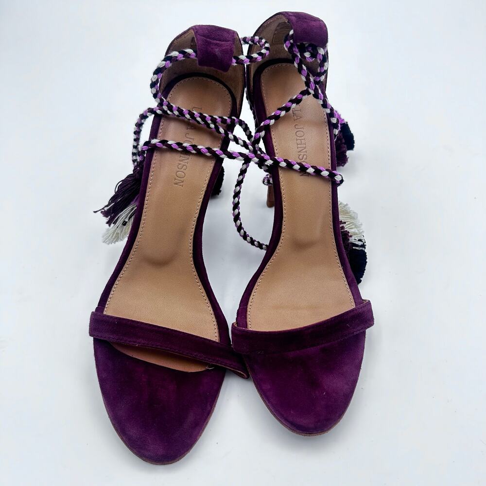 ULLA JOHNSON Suede Tassel Lace-Up Heeled Sandals | EU 39 size 8 - Picture 4 of 6